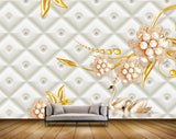 Avikalp MWZ0857 Pink Golden Flowers Plants Cranes 3D HD Wallpaper