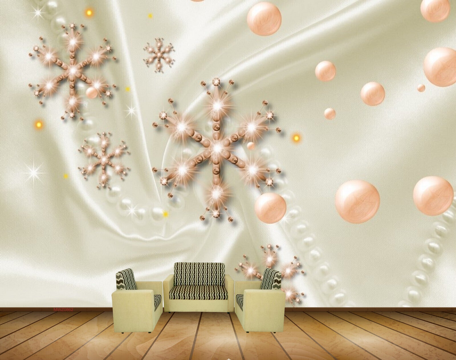 Avikalp MWZ0862 Peach Yellow Flowers 3D HD Wallpaper