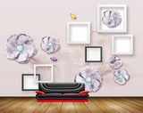 Avikalp MWZ0865 Purple Flowers Butterflies HD Wallpaper