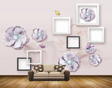 Avikalp MWZ0865 Purple Flowers Butterflies 3D HD Wallpaper