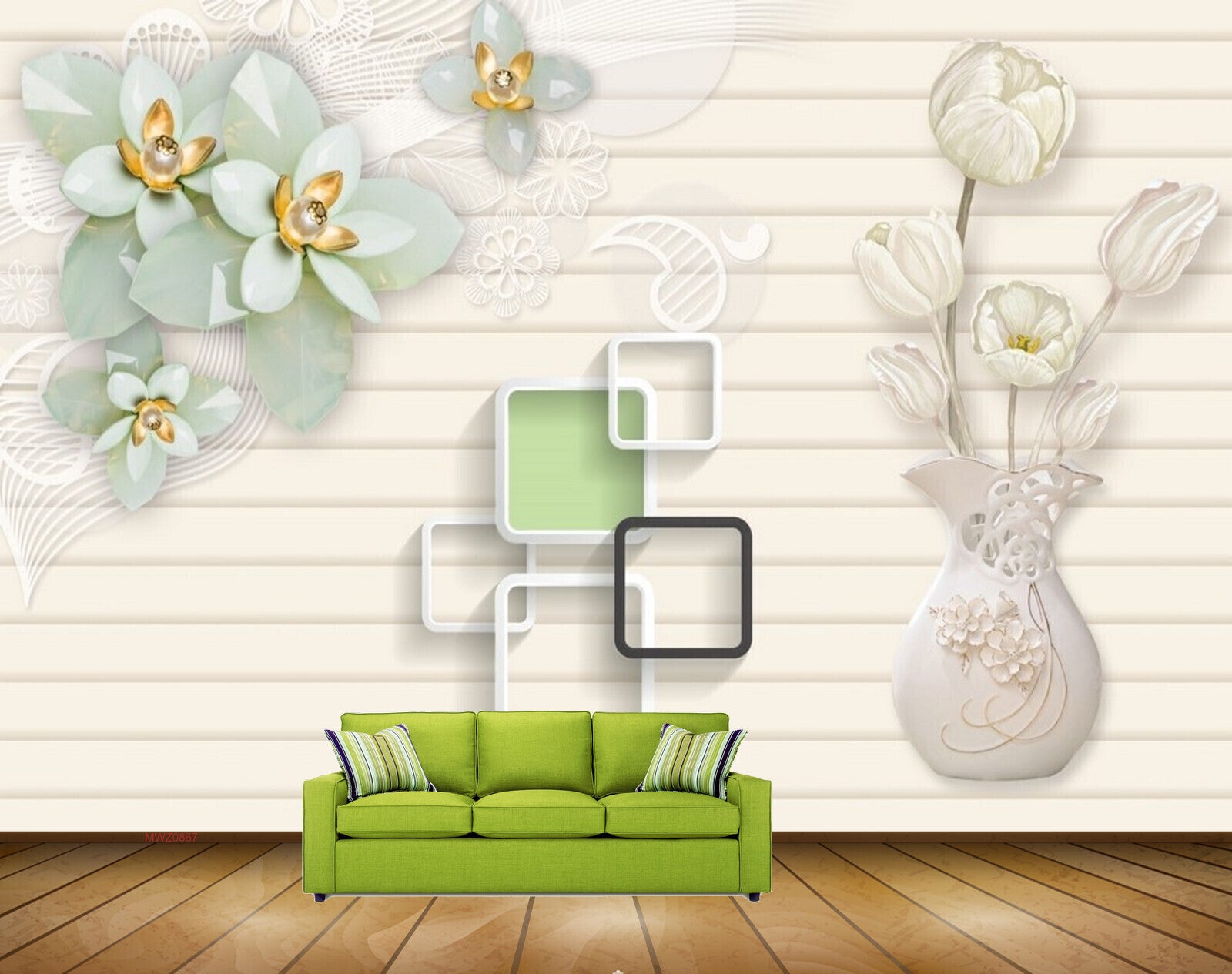 Avikalp MWZ0867 White Yellow Flowers 3D HD Wallpaper