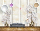 Avikalp MWZ0872 White Flowers Butterflies Stems 3D HD Wallpaper