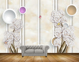 Avikalp MWZ0872 White Flowers Butterflies Stems 3D HD Wallpaper