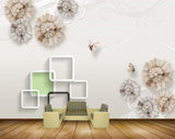 Avikalp MWZ0876 White Brown Flowers Butterflies HD Wallpaper