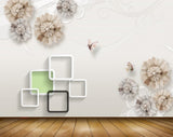 Avikalp MWZ0876 White Brown Flowers Butterflies 3D HD Wallpaper