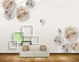 Avikalp MWZ0876 White Brown Flowers Butterflies 3D HD Wallpaper