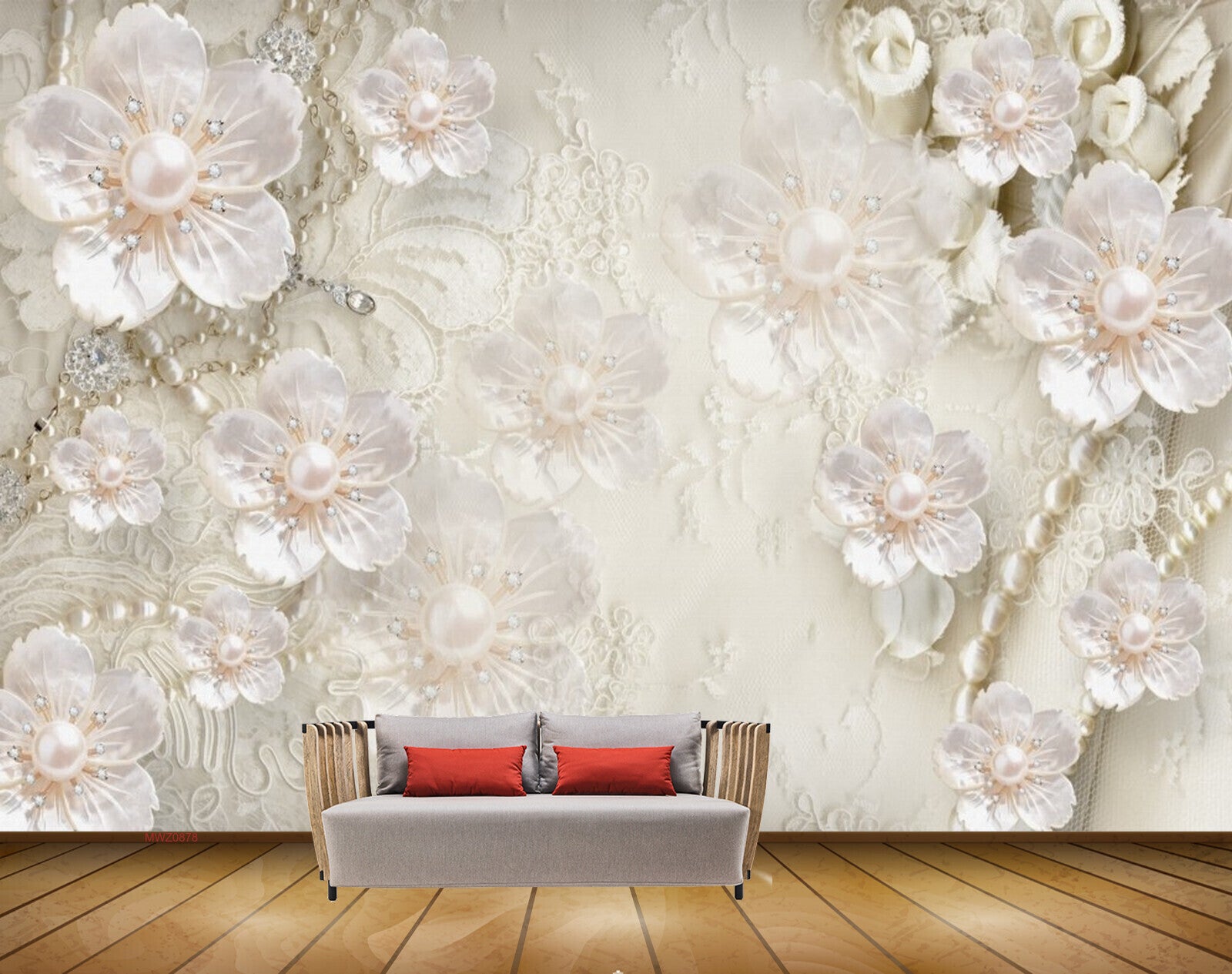 Avikalp MWZ0878 White Flowers 3D HD Wallpaper