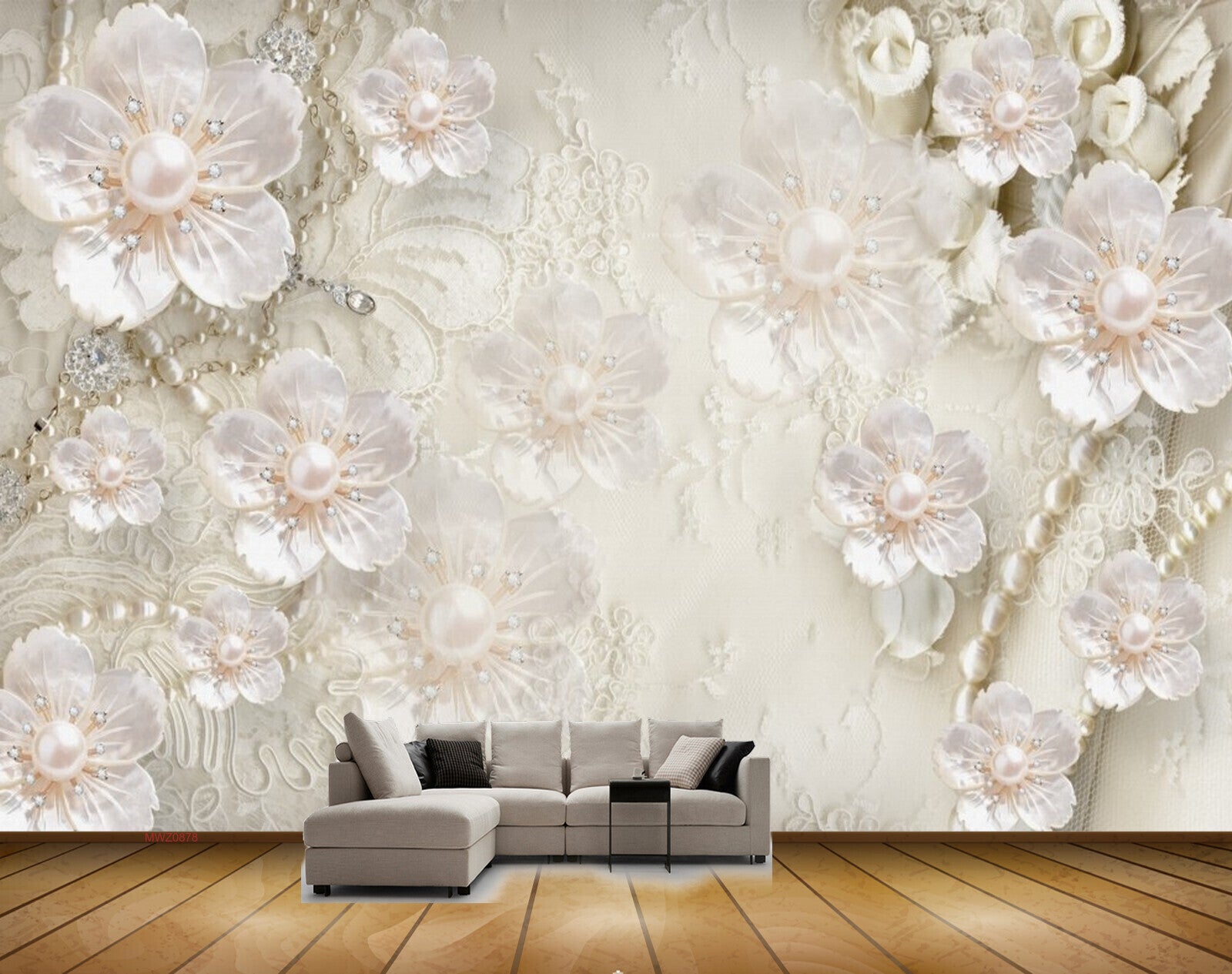 Avikalp MWZ0878 White Flowers 3D HD Wallpaper