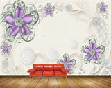 Avikalp MWZ0879 Purple Flowers Branches Leaves HD Wallpaper