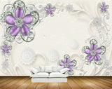 Avikalp MWZ0879 Purple Flowers Branches Leaves 3D HD Wallpaper
