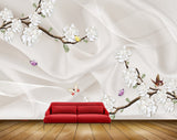 Avikalp MWZ0881 White Flowers Branches Butterflies HD Wallpaper