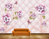 Avikalp MWZ0884 White Pink Flowers Butterflies Leaves HD Wallpaper