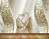 Avikalp MWZ0885 Golden Cranes Butterflies 3D HD Wallpaper