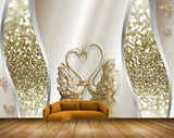 Avikalp MWZ0885 Golden Cranes Butterflies 3D HD Wallpaper