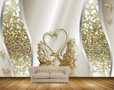 Avikalp MWZ0885 Golden Cranes Butterflies 3D HD Wallpaper