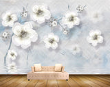 Avikalp MWZ0886 White Black Flowers HD Wallpaper