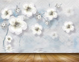 Avikalp MWZ0886 White Black Flowers 3D HD Wallpaper
