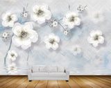 Avikalp MWZ0886 White Black Flowers 3D HD Wallpaper