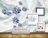 Avikalp MWZ0888 Blue White Flowers Butterflies 3D HD Wallpaper