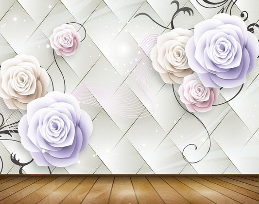 Avikalp MWZ0889 White Rose Flowers 3D HD Wallpaper