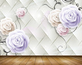 Avikalp MWZ0889 White Rose Flowers 3D HD Wallpaper