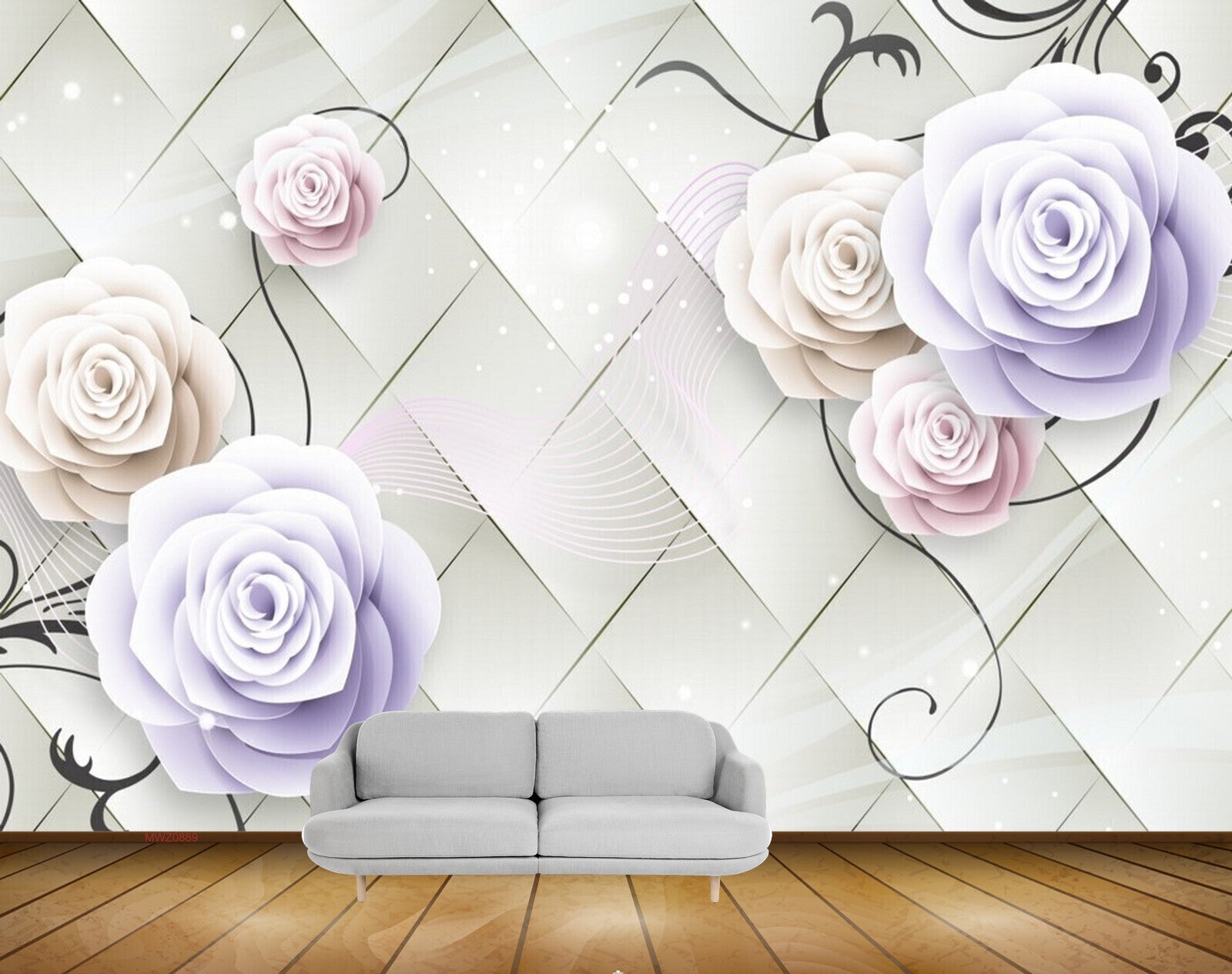 Avikalp MWZ0889 White Rose Flowers 3D HD Wallpaper
