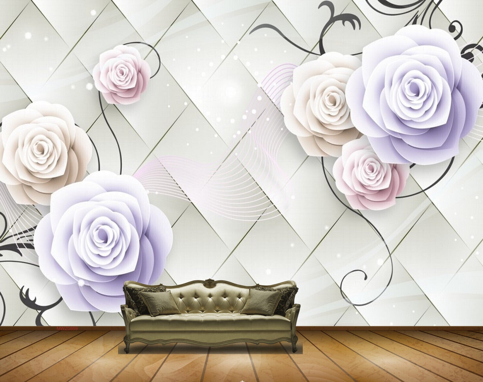 Avikalp MWZ0889 White Rose Flowers 3D HD Wallpaper