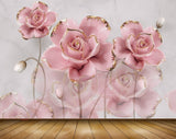 Avikalp MWZ0894 Pink White Flowers 3D HD Wallpaper