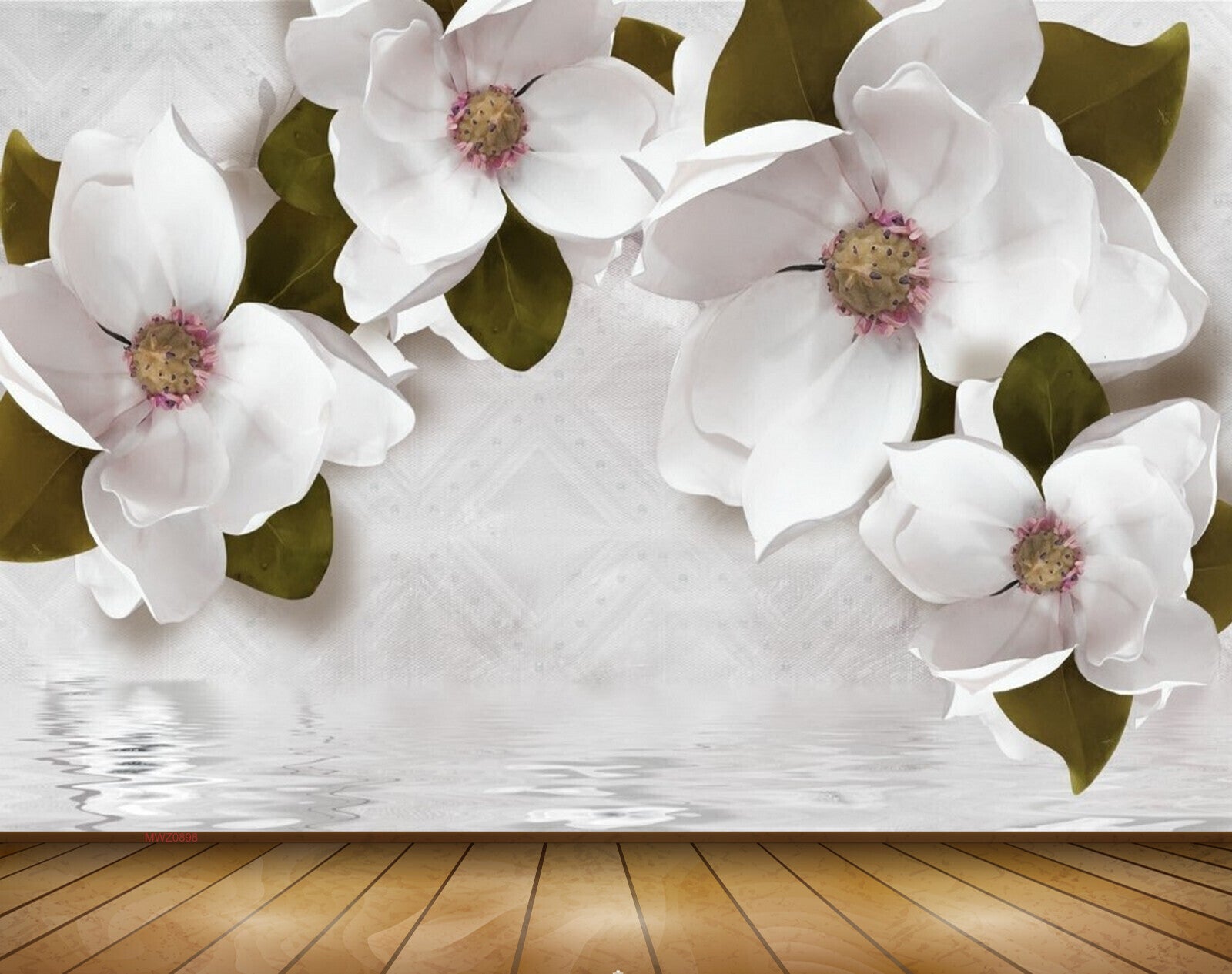 Avikalp MWZ0898 White Flowers 3D HD Wallpaper