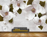 Avikalp MWZ0898 White Flowers 3D HD Wallpaper