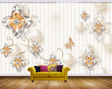 Avikalp MWZ0900 White Orange Flowers Butterflies HD Wallpaper