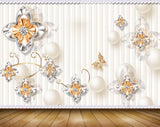 Avikalp MWZ0900 White Orange Flowers Butterflies 3D HD Wallpaper
