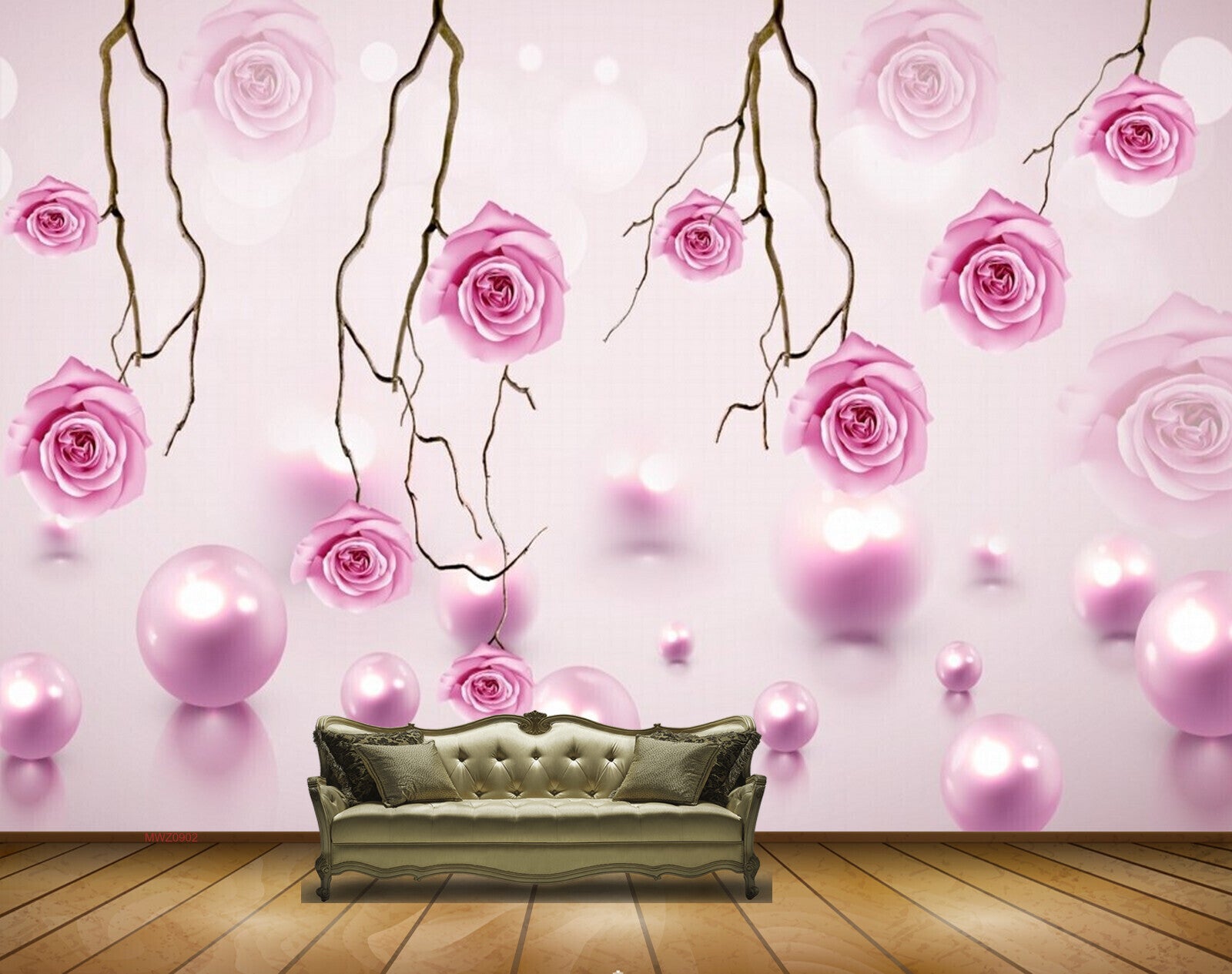 Avikalp MWZ0902 Pink Flowers Stems HD Wallpaper