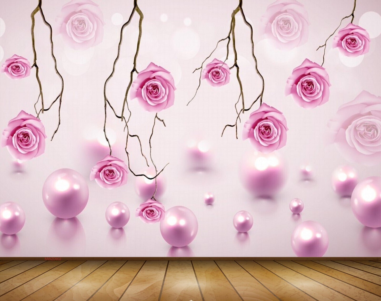 Avikalp MWZ0902 Pink Flowers Stems 3D HD Wallpaper
