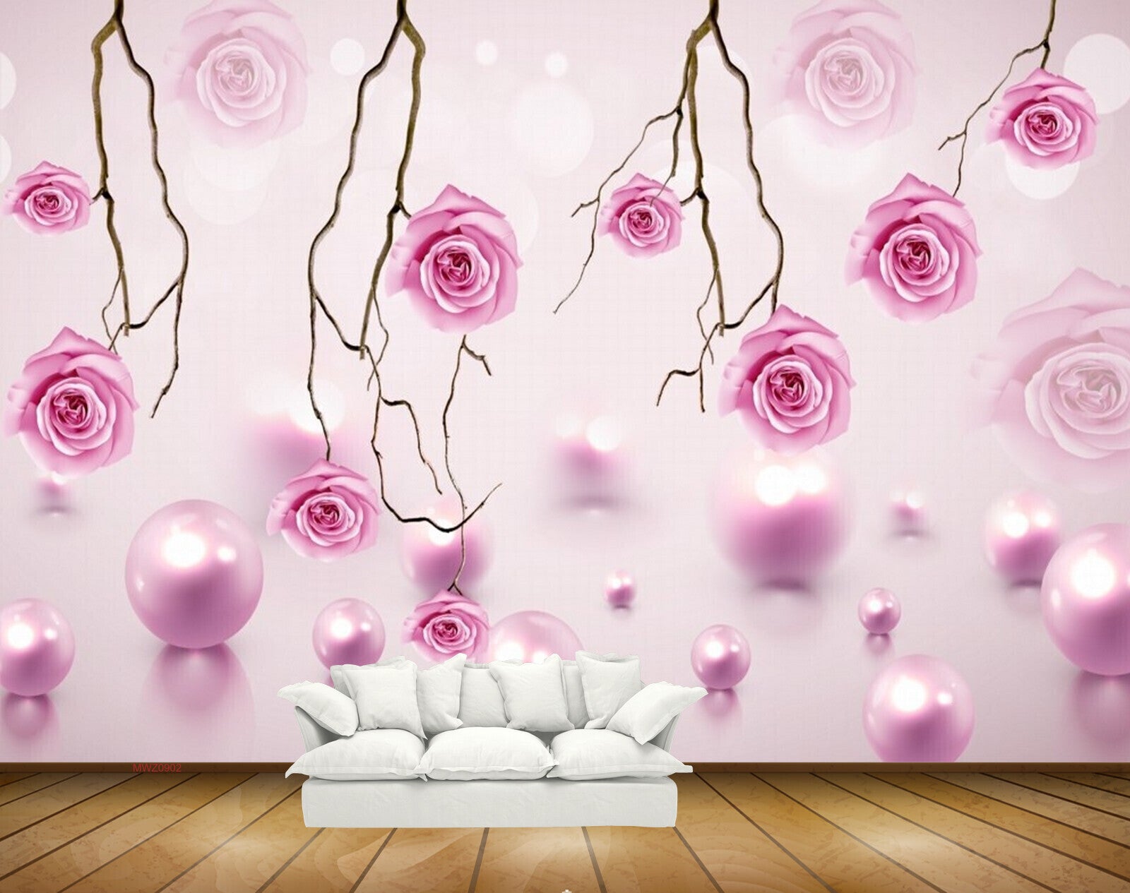 Avikalp MWZ0902 Pink Flowers Stems 3D HD Wallpaper