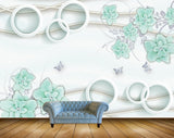 Avikalp MWZ0907 White Green Flowers HD Wallpaper