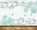 Avikalp MWZ0907 White Green Flowers 3D HD Wallpaper