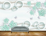 Avikalp MWZ0907 White Green Flowers 3D HD Wallpaper