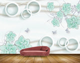 Avikalp MWZ0907 White Green Flowers 3D HD Wallpaper