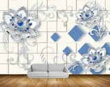 Avikalp MWZ0911 Blue White Flowers HD Wallpaper