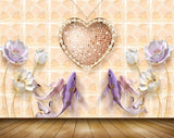 Avikalp MWZ0917 Purple Flowers Fishes Chain 3D HD Wallpaper