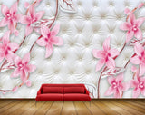 Avikalp MWZ0920 Pink Flowers Leaves 3D HD Wallpaper