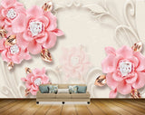 Avikalp MWZ0921 Pink White Flowers Leaves 3D HD Wallpaper