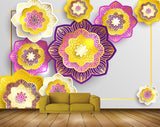 Avikalp MWZ0925 Pink Blue White Flowers HD Wallpaper