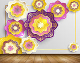 Avikalp MWZ0925 Pink Blue White Flowers 3D HD Wallpaper