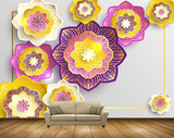 Avikalp MWZ0925 Pink Blue White Flowers 3D HD Wallpaper