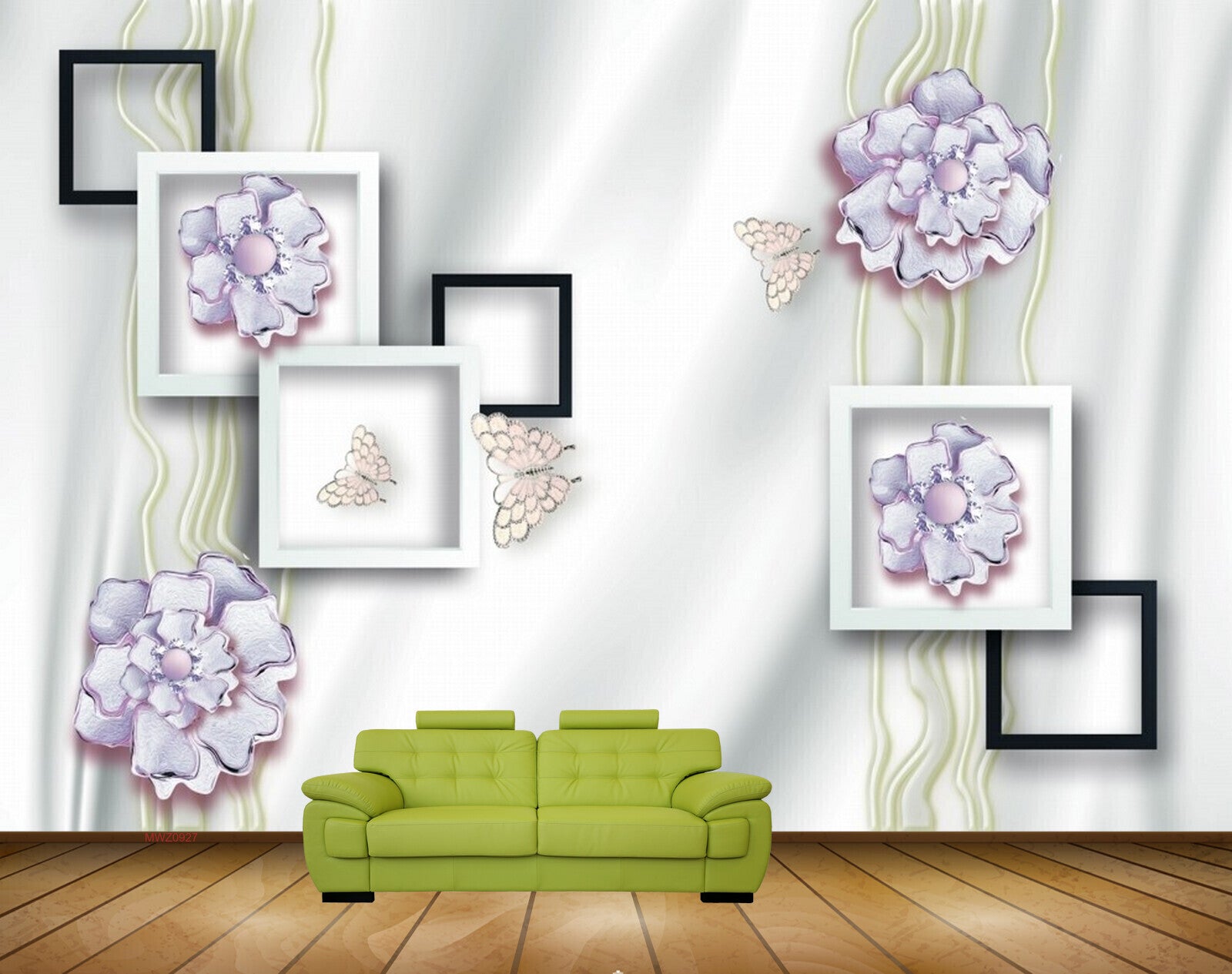 Avikalp MWZ0927 White Flowers Butterflies HD Wallpaper