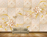 Avikalp MWZ0928 Peach Golden Flowers Butterflies HD Wallpaper