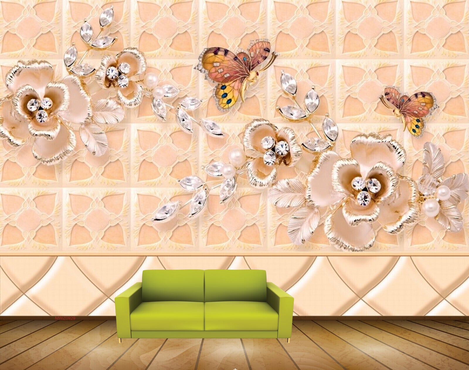 Avikalp MWZ0929 White Flowers Butterflies HD Wallpaper