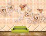 Avikalp MWZ0929 White Flowers Butterflies HD Wallpaper